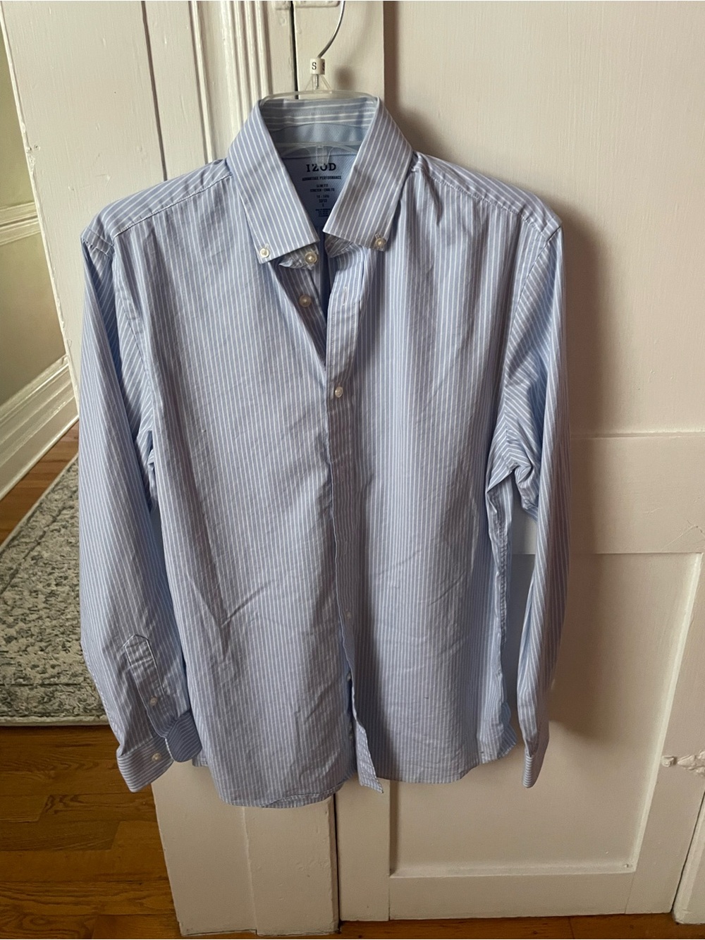 Izod Light Blue and White Stripe Button-Down Dress Shirt